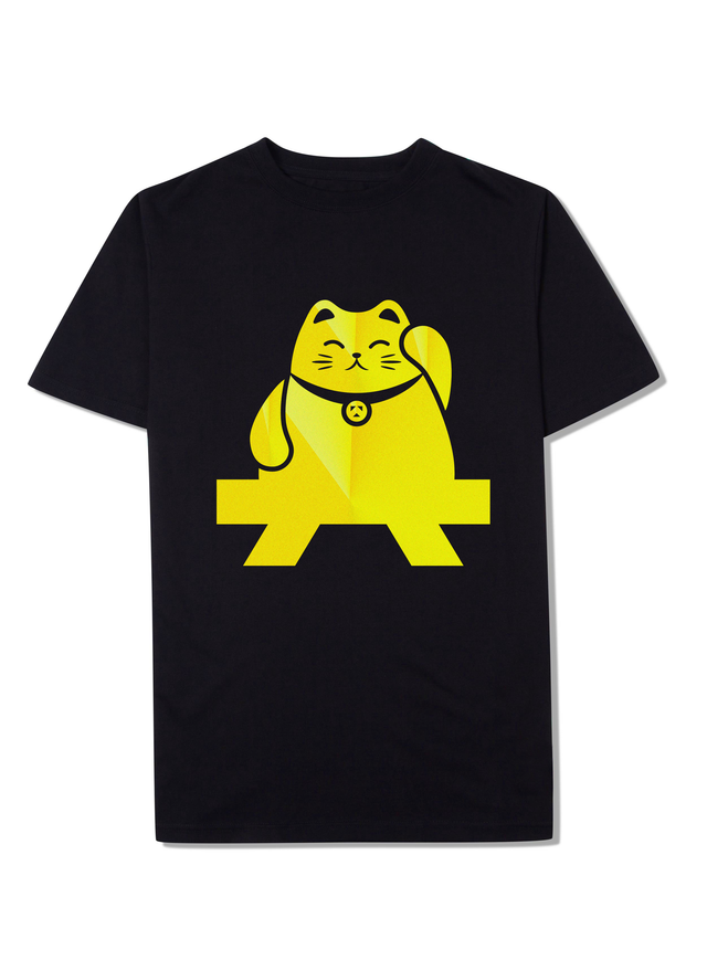 Beckoning Lucky Cat T-Shirt (Front) Cyber Yellow